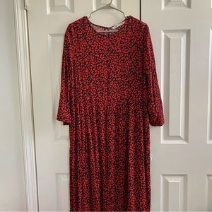 Zara Red Leopard Print Midi Dress